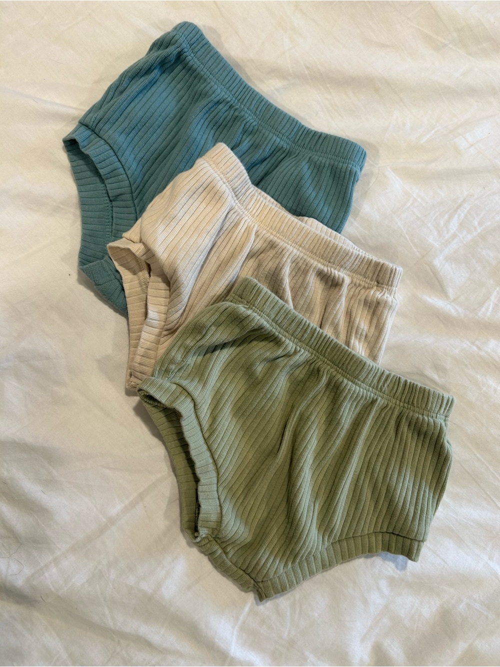 cloud island 3-Pack BUMMIES! Ribbed Diaper Covers in Teal, Cream & Sage